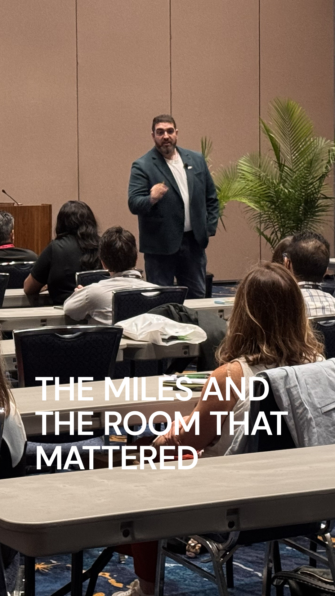 Rob Petrosino reflecting on the miles traveled and the rooms that mattered