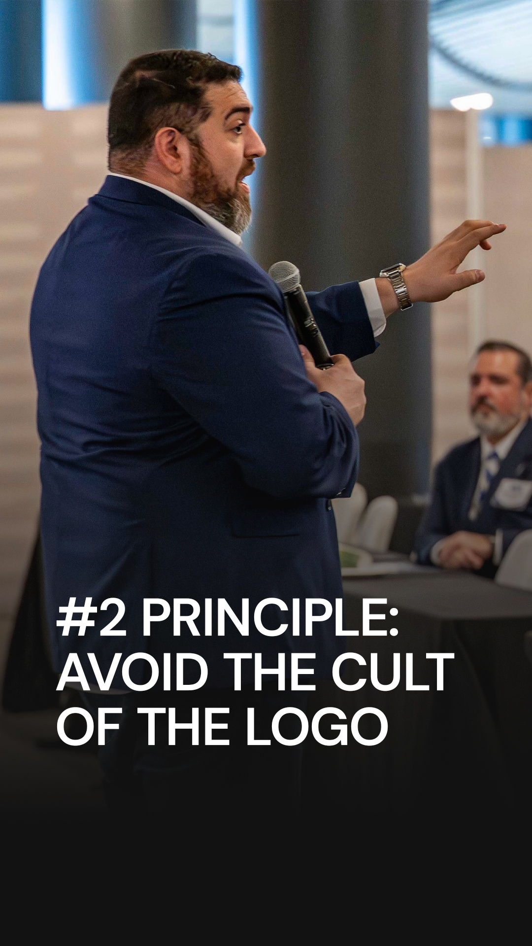 Rob Petrosino presenting principle 2, Avoid the Cult of the Logo