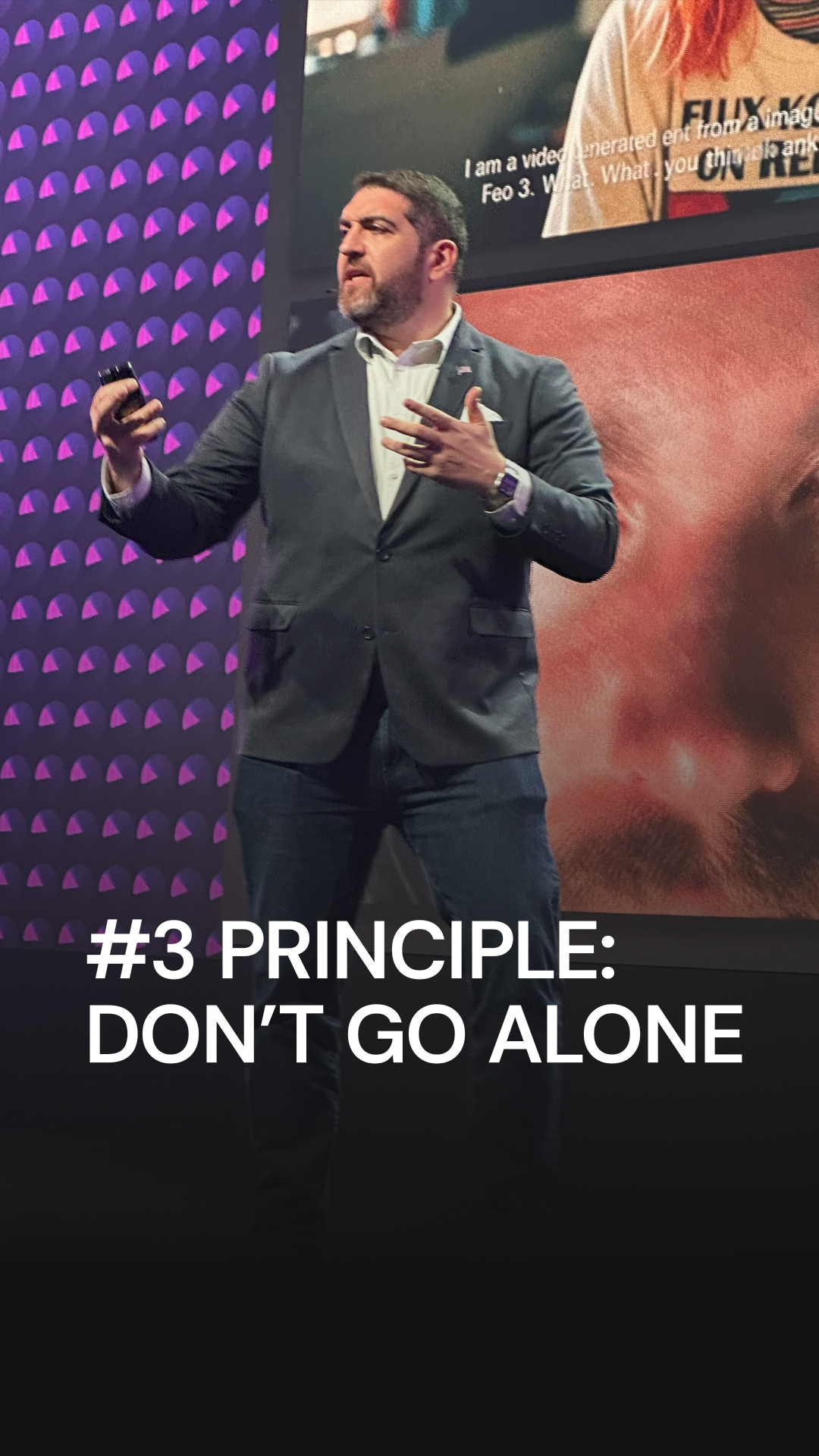 Rob Petrosino presenting principle 3, Don't Go AI Alone