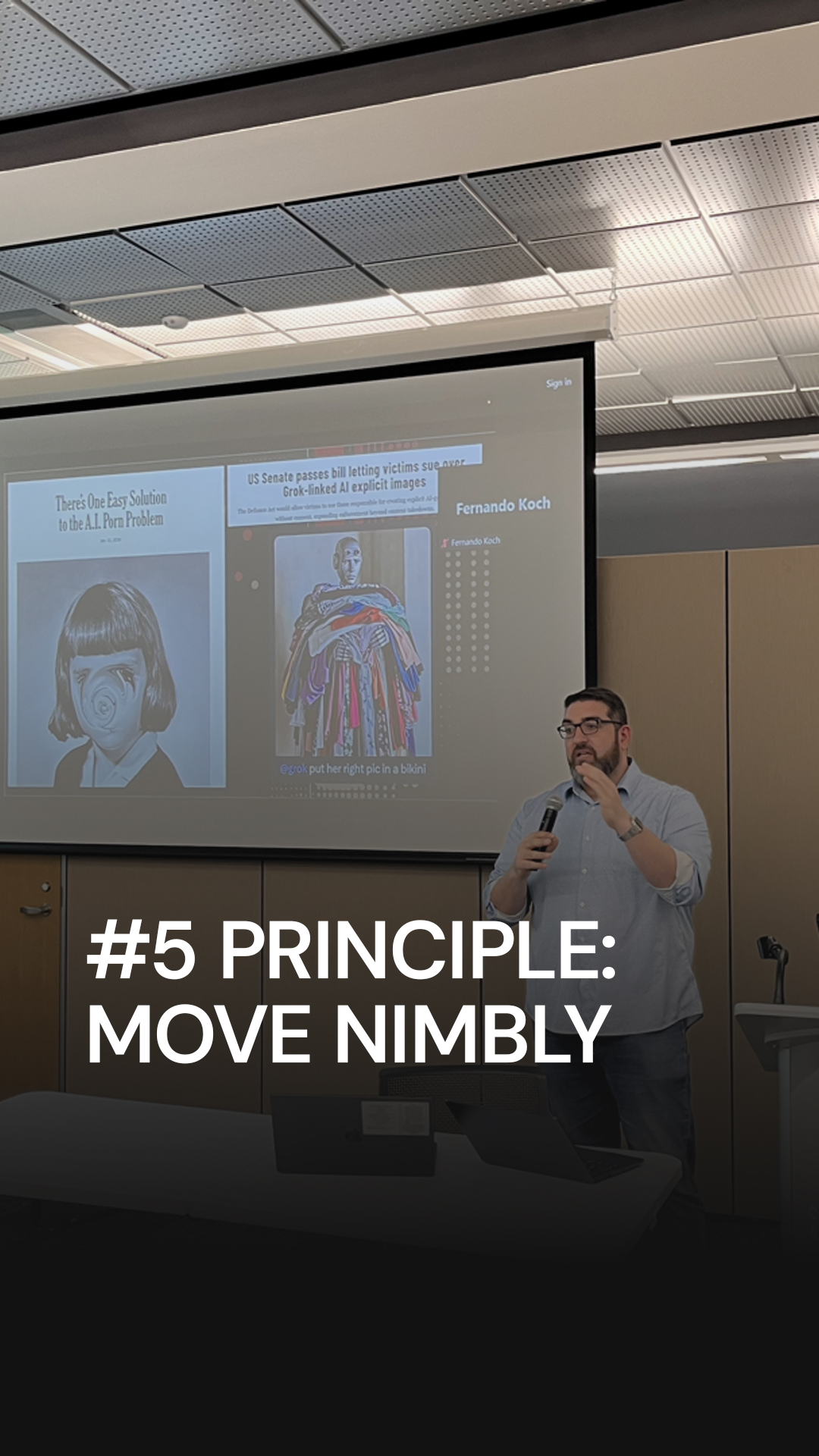Rob Petrosino presenting principle 5, Move Nimbly
